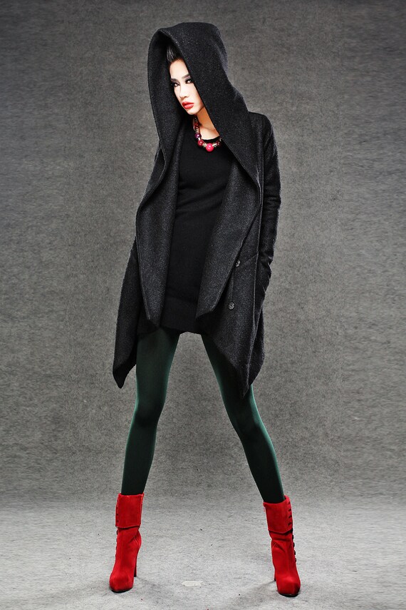 black short wrap coat