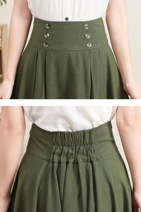 A line midi swing summer linen skirt 5150 – XiaoLizi