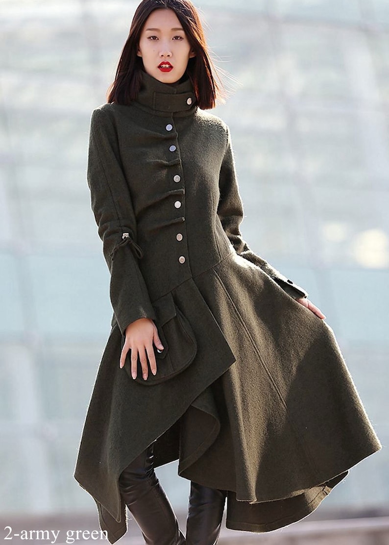 Asymmetrical Gothic Winter Coat Women Black Wool Pixie Coat Etsy