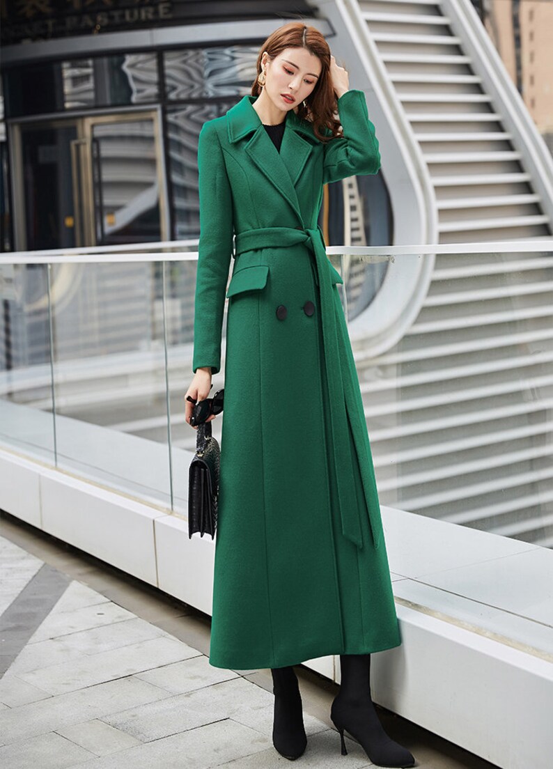 Emerald Green Wool Coat Long Wool Coat Doublebreasted Wool Etsy Ireland