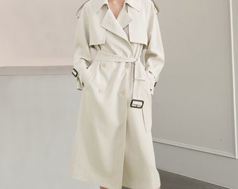 Khaki Trench Coat for Women, Relaxed Trench Coat With Belt