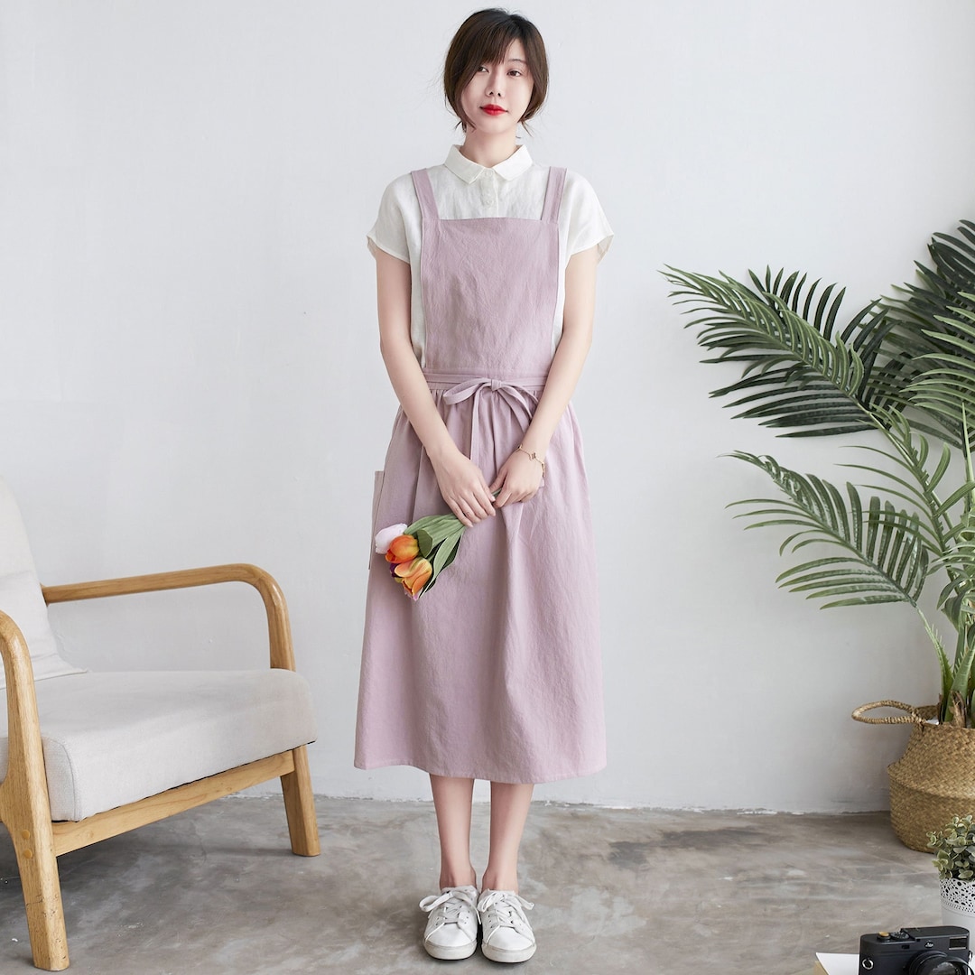Cooking Apron Dress, A-line Dress, Lovely Pink Girl's Belt Dress,  Cottagecore Apron Dress, Pinafore Dress With Pockets, Cute Apron C1914# -  Etsy