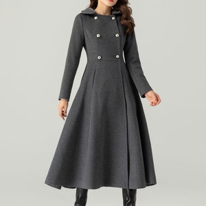 Long Wool Coat, Hooded Wool Coat, Winter Wool Coat, Womens Coat, Long Dress Coat, Double Breasted Coat, Custom Coat, Ylistyle C3704 image 7