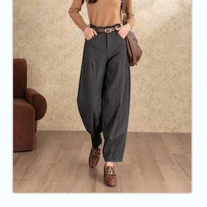 Wool pants, Womens harem wool pants, Wool Baggy Pants Women, Grey wool pants, Winter pants, Loose wool pants, Custom pants, Ylistyle C4465