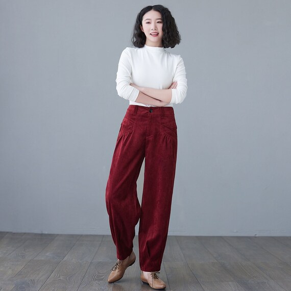 Wide Leg Corduroy Pants Women Lantern 