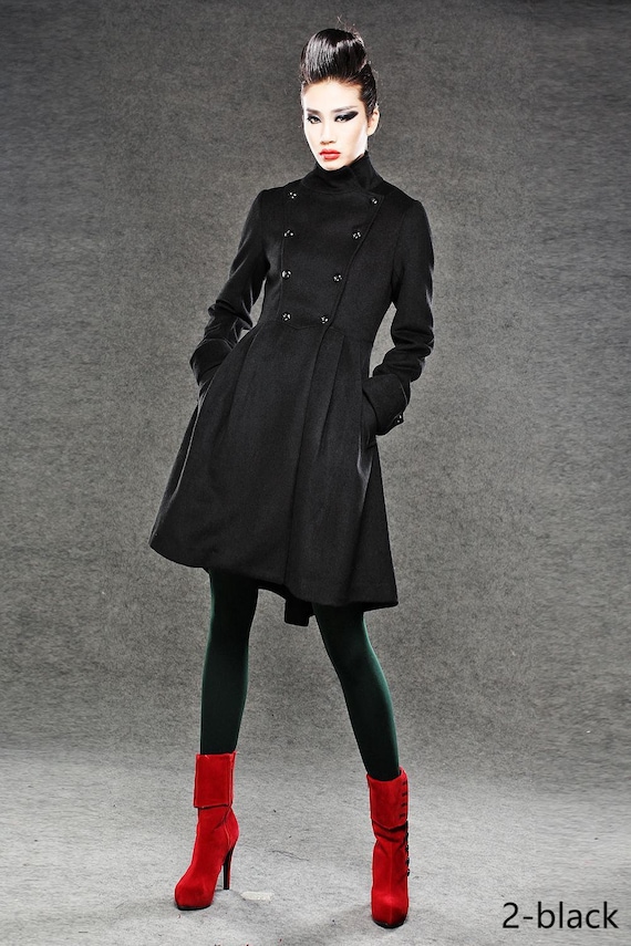 Gray Military swing wool coat for winter 1063# Gray Military swing wool coat for winter 1063#