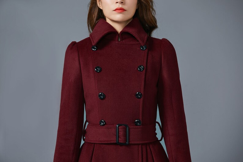 Wine Red Coat Wool Coat Winter Coat Ladies Coat Double Etsy