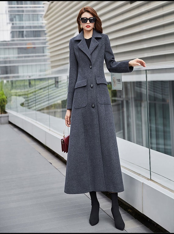 Long Gray Wool Coat, Women's Wool Coat, Warm Winter Wool Coat