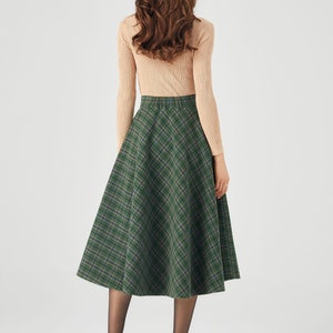 Plaid Wool Skirt, Midi Wool Skirt, A line Skirt, Winter Skirt Women, Swing Skirt, Skirt with Pockets, Handmade skirt, Ylistyle C3686 image 5