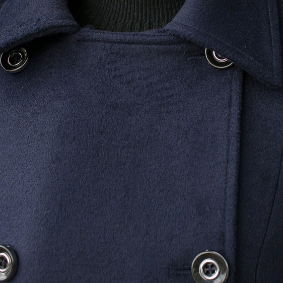 Classic Women's Breton Pea Coat for Ladies, Navy Blue, Brushed