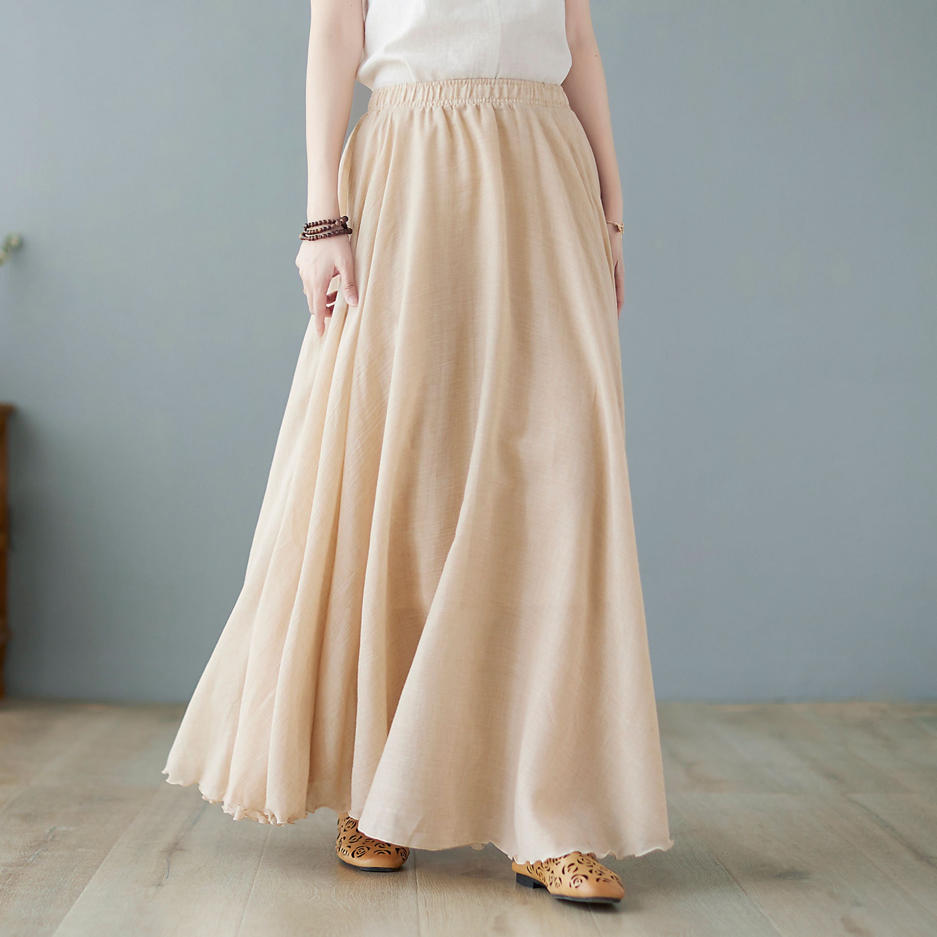 Women's Flowy Circle Maxi Skirt Plus Size Cotton Linen | Etsy