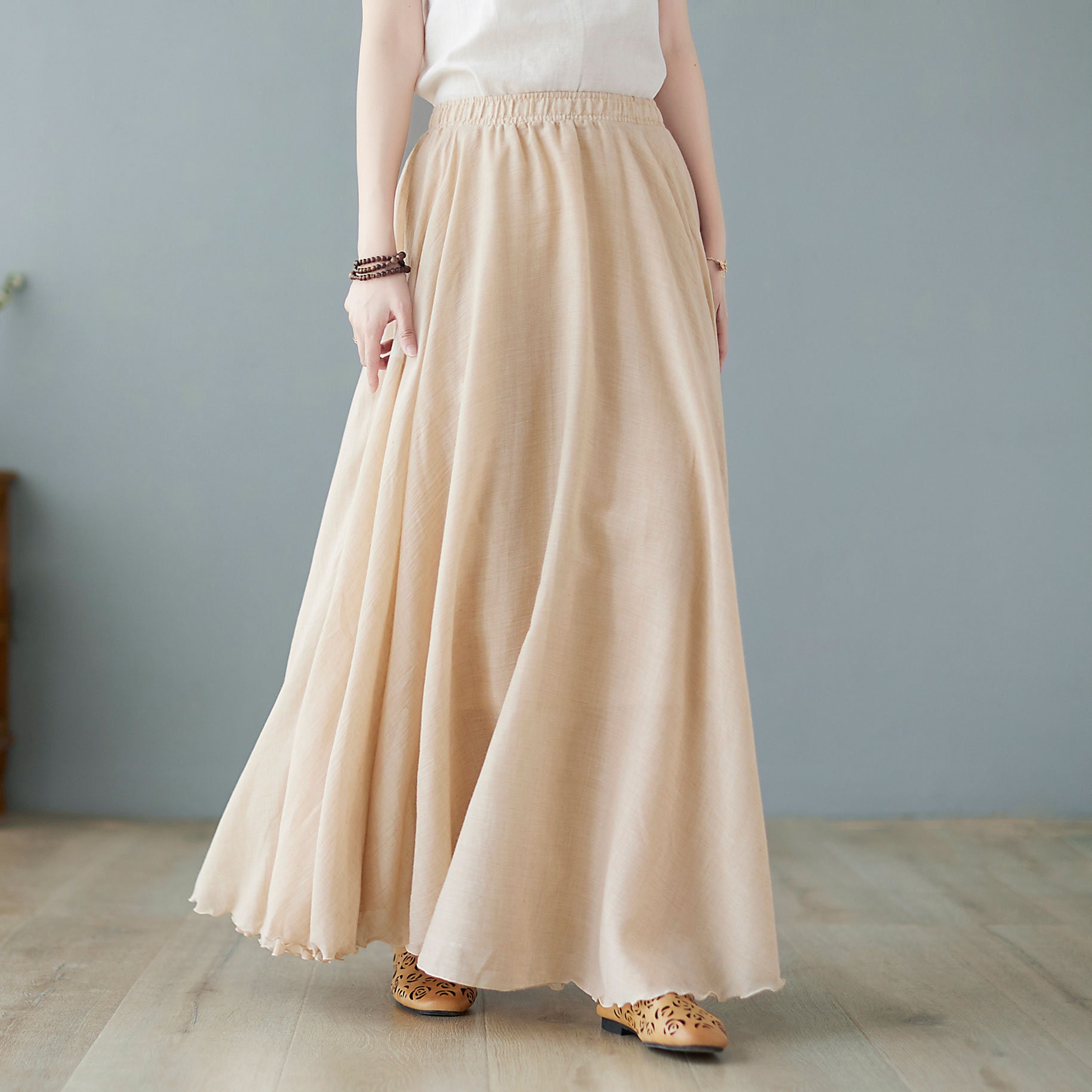 Women's Flowy Circle Maxi Skirt Plus Size Cotton Linen Etsy