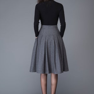 Gray wool skirt, Autumn winter Midi wool skirt, winter skirt women, Gray Wool Skirt with pockets, A Line wool skirt, wool clothing C1003 image 5