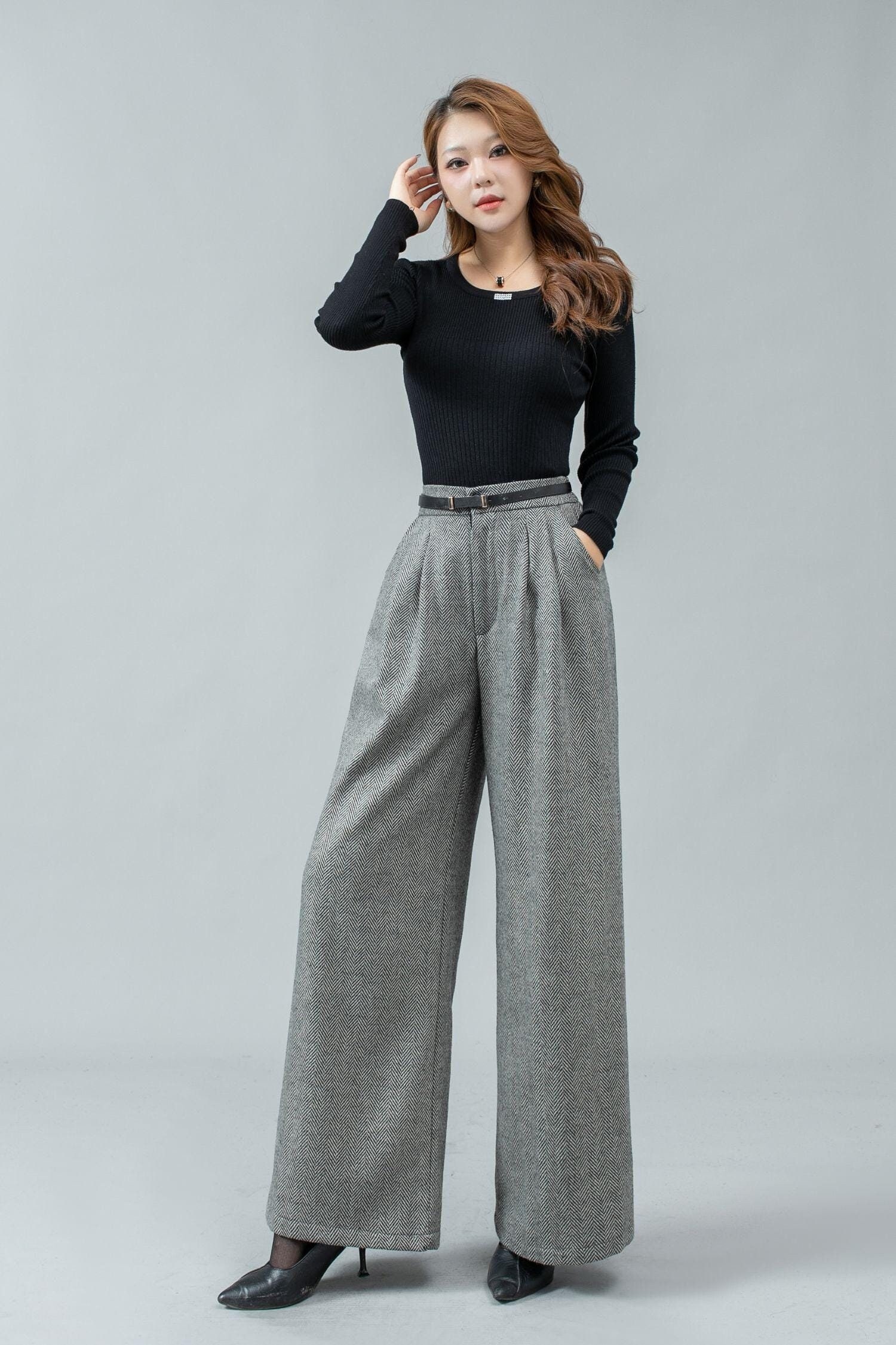 Wool Pants, Wide Leg Pants, Womens Wool Pants, Long Wool Pants
