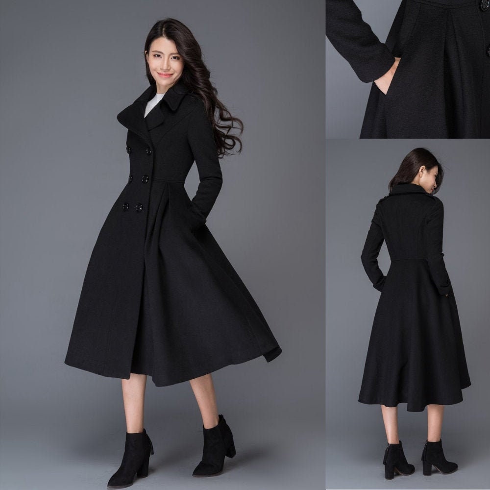 Long wool coat long black coat Wool coat winter coat | Etsy