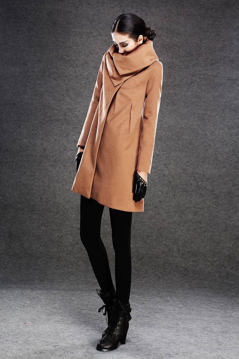Brown Winter Coat Cashmere Wool Blend Womens Autumn Winter Etsy
