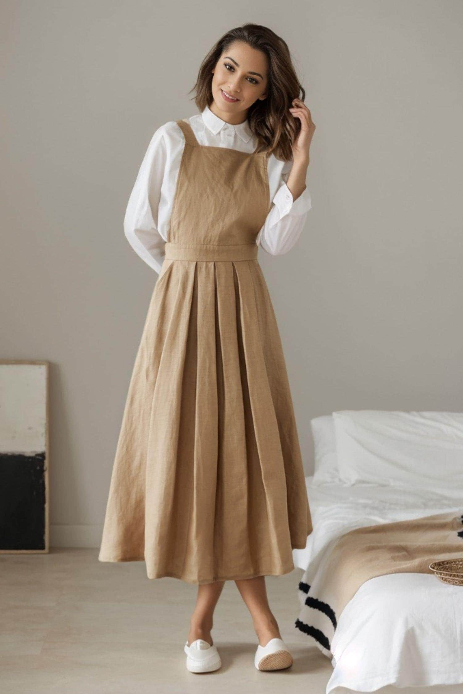 Brown Khaki Dress - Etsy Canada