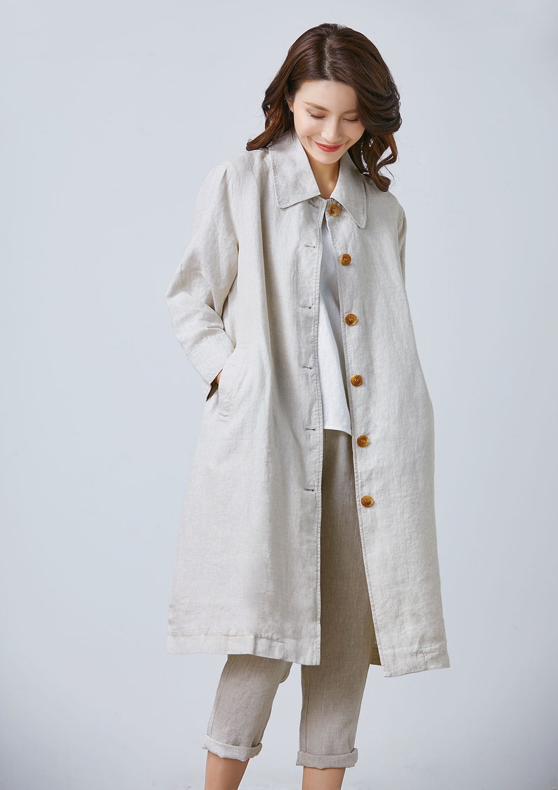 Oversized linen jacket long linen jacket beige linen jacket Etsy