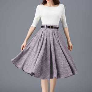 Womens Linen skirt, Midi Linen Swing Skirt, Pleated Skirt, Circle skirt, Autumn linen skirt, High Waist Skirt, Custom skirt, Ylistyle C4890