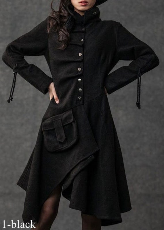 Handmade Asymmetrical Hem Wool Winter Coat with Layered Detailing 0703# Handmade Asymmetrical Hem Wool Winter Coat with Layered Detailing 0703#