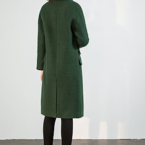 Wool Coat, Green Long Wool Coat, Warm Winter Coat Women, Relaxed Fit ...