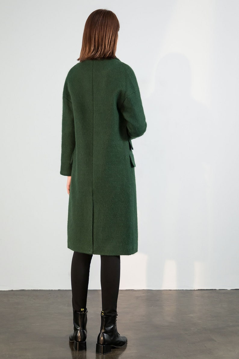 Wool coat, Green Long Wool Coat, Warm Winter Coat Women, Relaxed Fit Coat, Oversized Wool Coat, Wool Jacket, Custom Ylistyle coat C1763 image 5