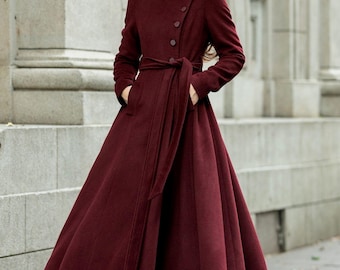 Wool Coat, Maxi Wool Coat, Burgundy Wool Coat, Long Wool Wool Coat, Maxi Wool Coat, Burgundy Wool Coat, Long Wool