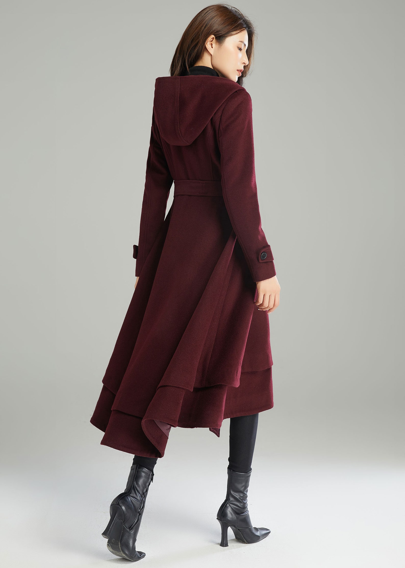 Wool Coat Wool Coat Women Hooded Wool Coat Asymmetrical - Etsy