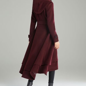 Wool Coat, Wool coat women, Hooded Wool Coat, Asymmetrical wool coat, Warm Wool Coat, Winter Coat Women, Womens Wool Coat, Ylistyle C2992 image 5