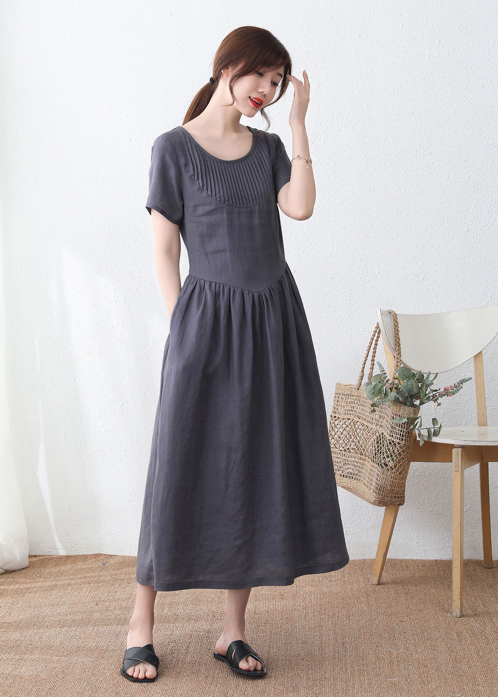 White Linen Dress Linen Dress for Women Casual Linen Dress Etsy