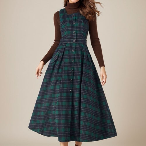 Womens Dresses Amazon Plaid Dress Pinafore Wool Dress, Plaid Wool Dress, Winter Wool Dress, Wool Midi Womens Dresses Amazon Plaid Dress Pinafore Wool Dress, Plaid Wool Dress, Winter Wool Dress, Wool Midi