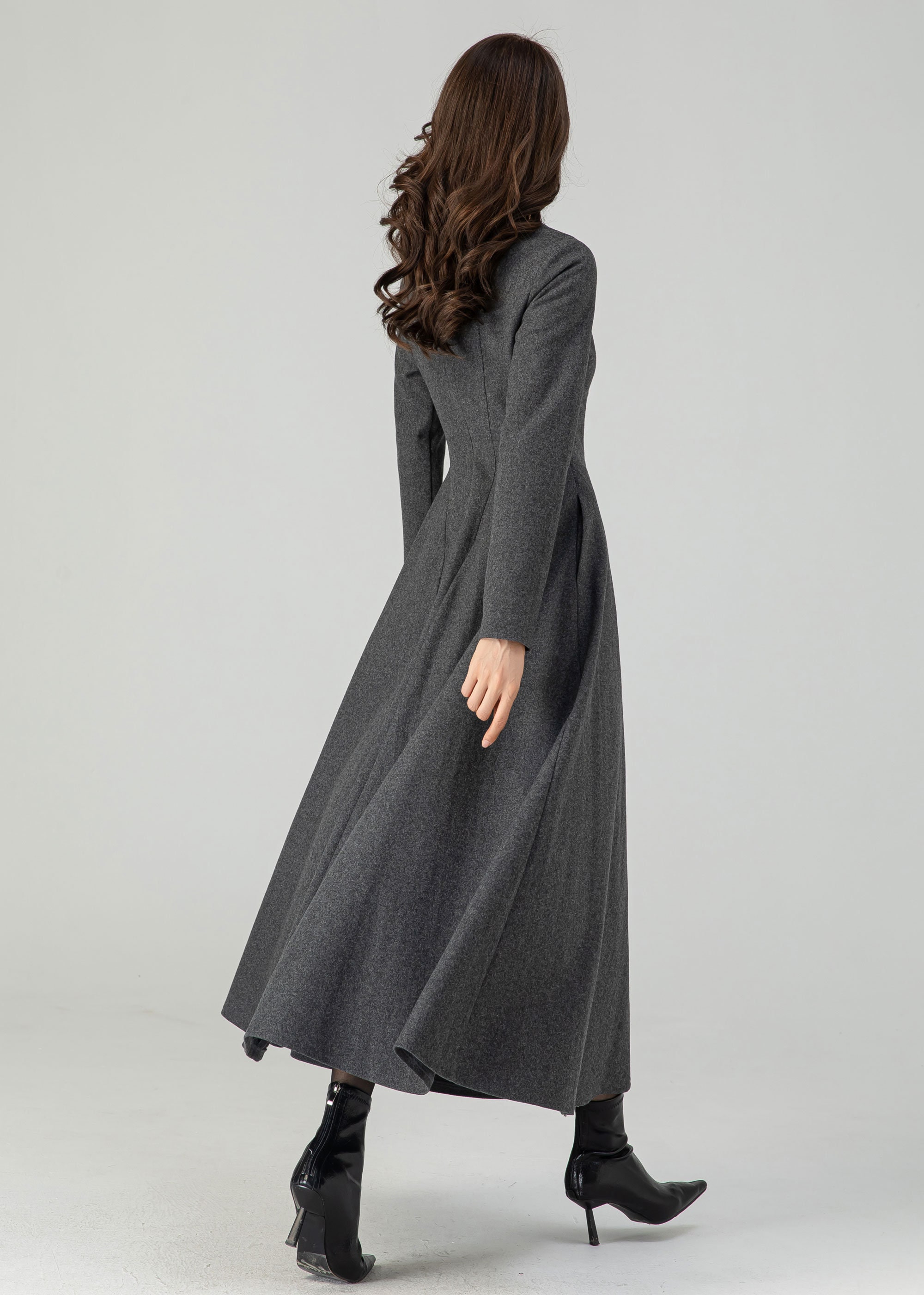 Winter Wool Dress, Gray Dress, Swing Dress, Dress With