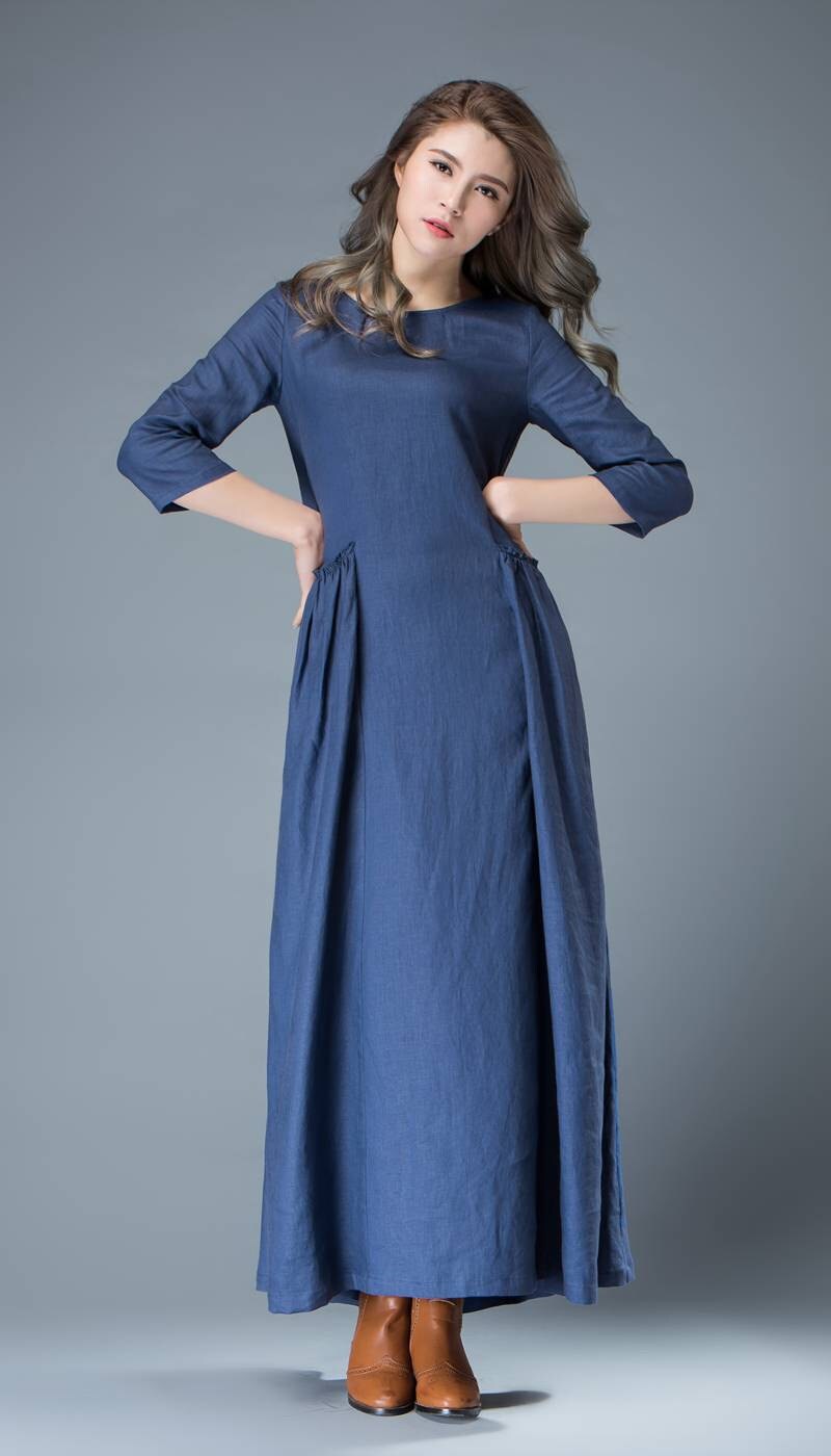 Blue Linen Dress