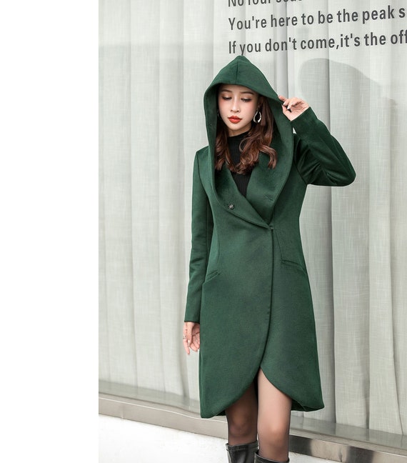 womens hooded wrap coat