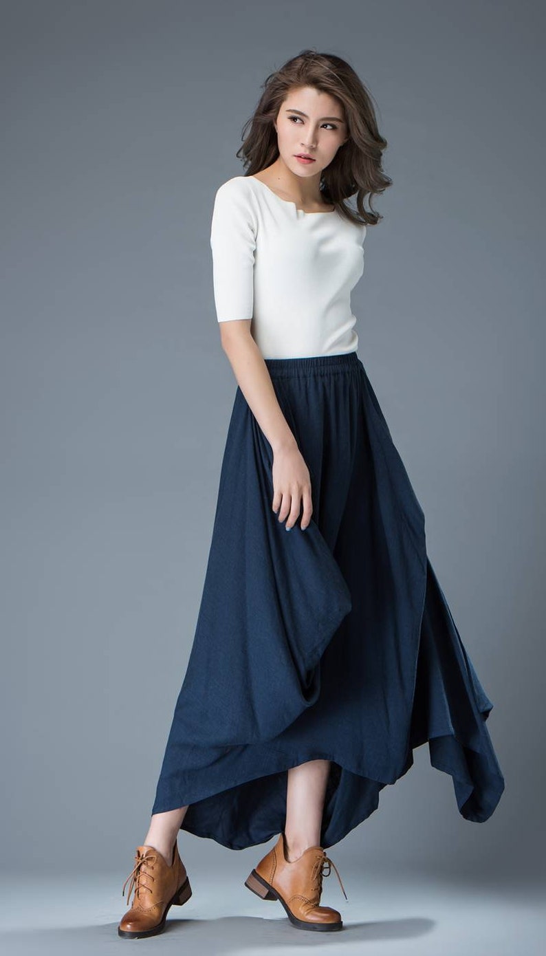 Red Maxi Linen Skirt Long Skirt Feminine Unique Design Etsy