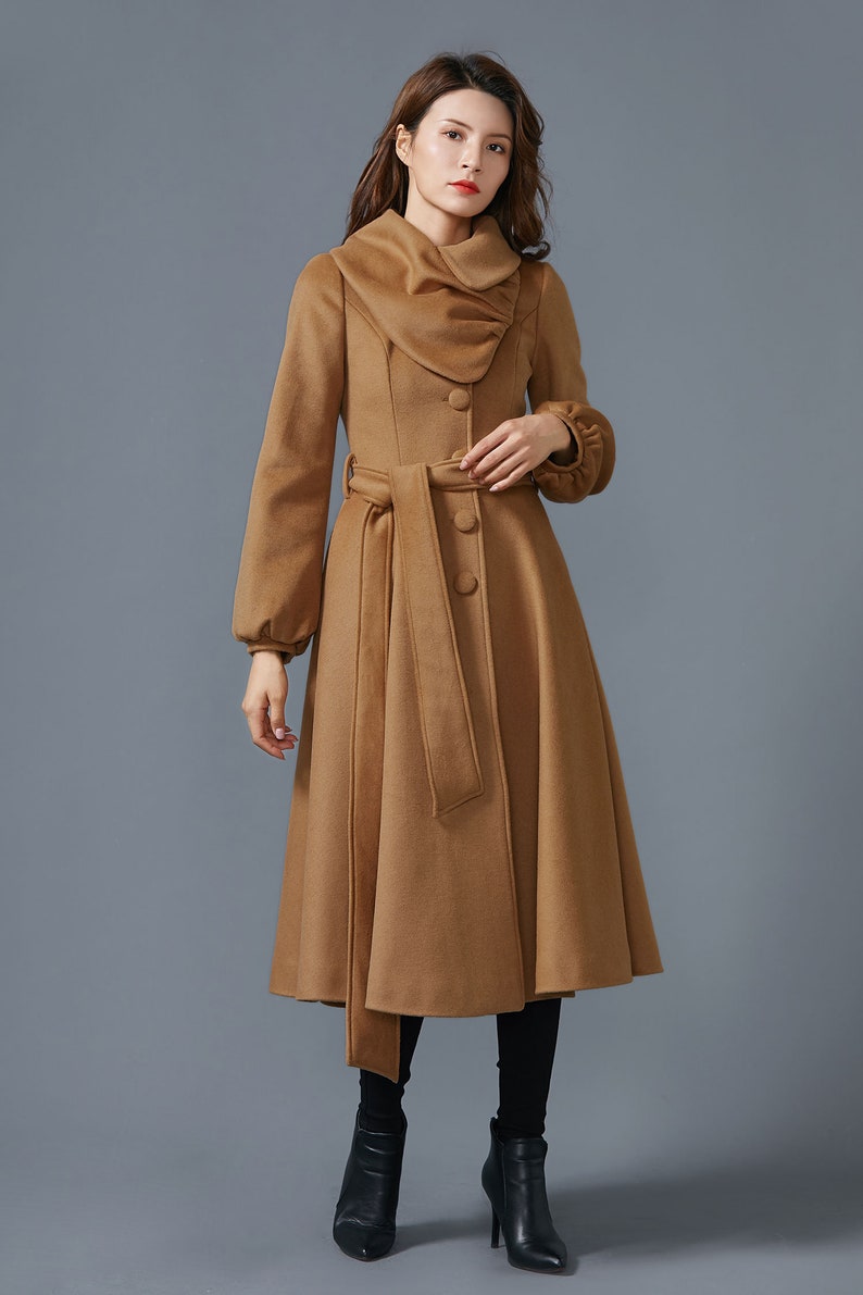 Camel Wool Coat – Elegant, Warm coat , and Handmade long coat, tailored elegant, Tailored coat