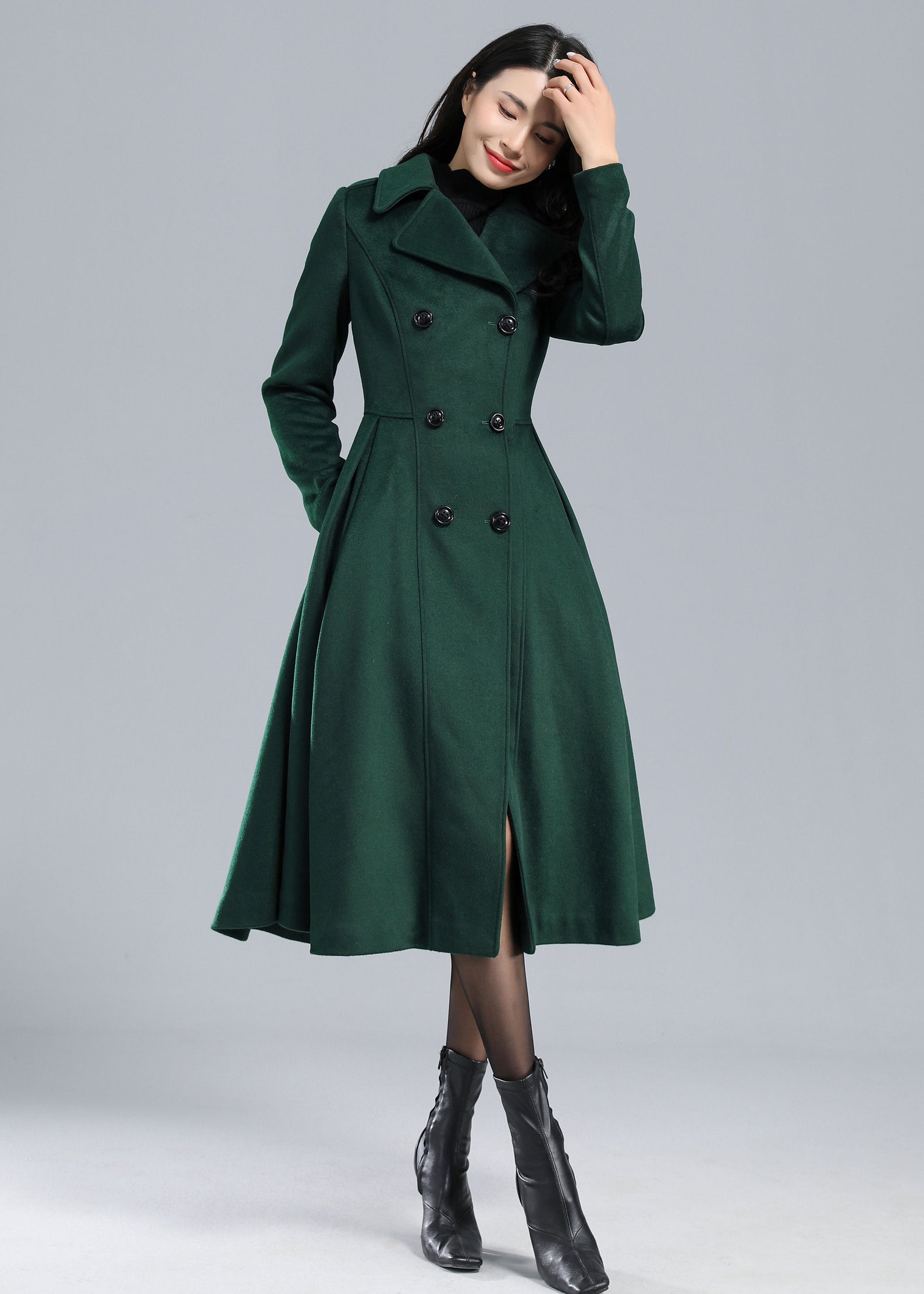 Wool Coat Black Coat Swing Coat Long Coat Long Coat Dress - Etsy