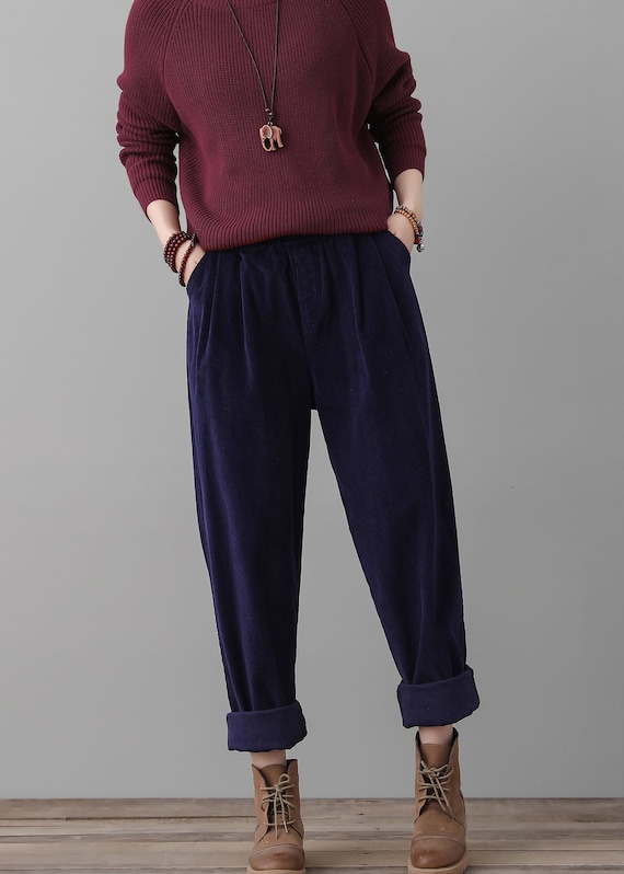 Buy Casual Corduroy Harem Pants, Women's Tapered Pants, Elastic Waist Corduroy  Pants, Womens Oversized Trousers, Women's Baggy Pants C1814 Online in India  