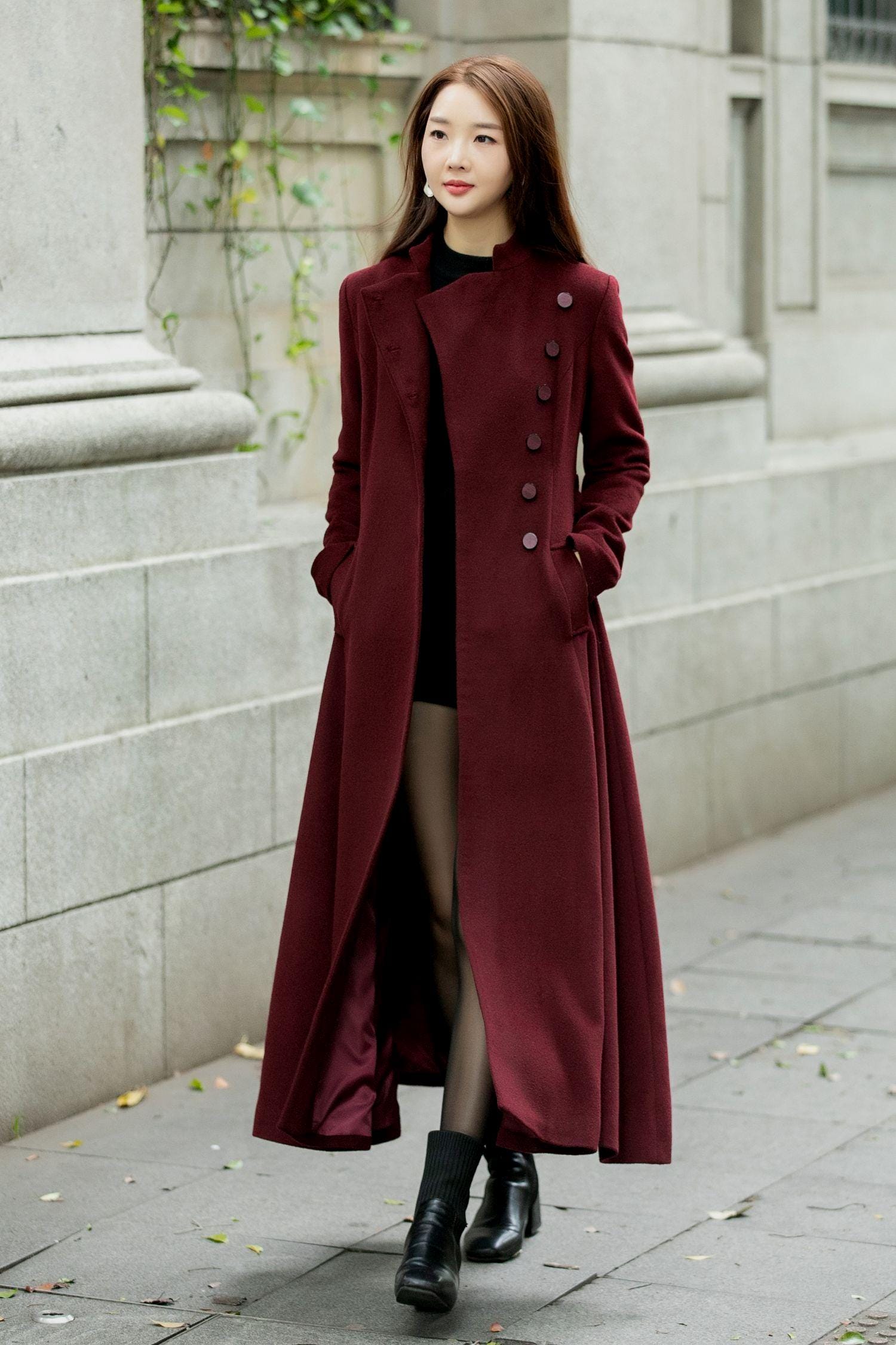 Wool Coat, Maxi Wool Coat, Burgundy Wool Coat, Long Wool Wool Coat, Maxi Wool Coat, Burgundy Wool Coat, Long Wool