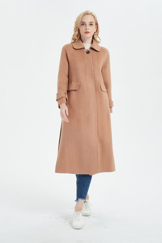 Brown wool coat womens coat winter coat warm coat long Etsy