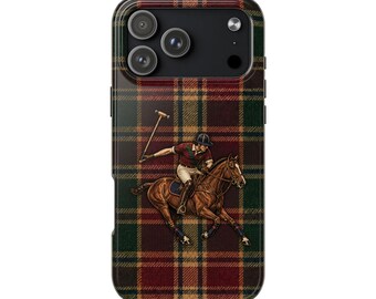 Polospelare med vintagerutigt telefonskal | Tåliga telefonskal