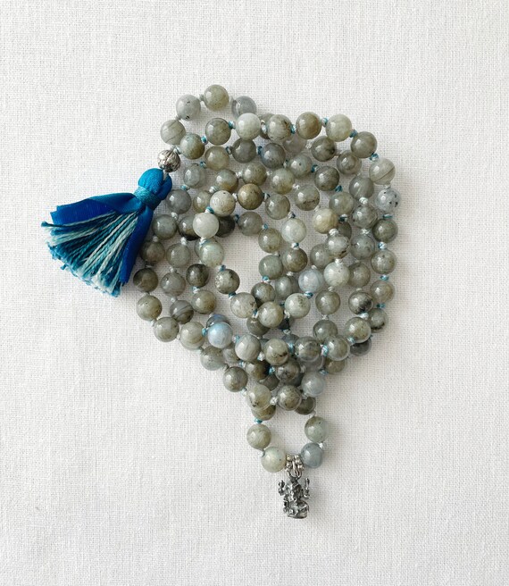 Hand knotted Labradorite Ganesh Mala Hand knotted Labradorite Ganesh Mala