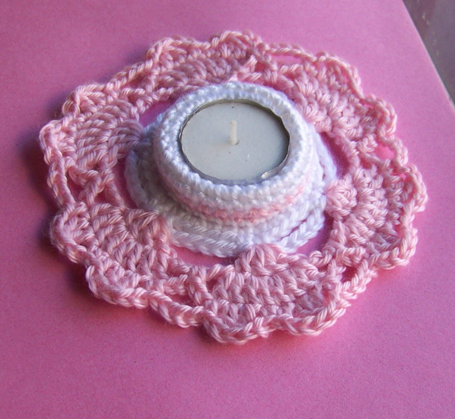 Crochet Patterncrochet Tea Light Holder With Heartsheart Etsy