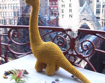 Dinosaur Crochet Pattern-No Sew Crochet Pattern-Crochet Brontosaurus-Amigurumi Dinosaur-Amigurumi Brontosaurus-Stuffed Dinosaur