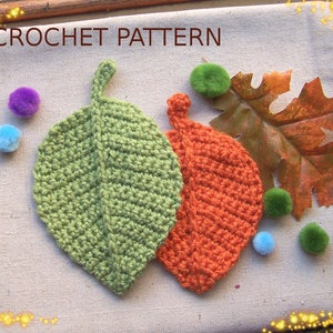 Autumn Leaf Crochet PATTERN-Handmade Crochet Ornament-Crochet Leaf Applique-Fall Decor-DIY Crochet Leaves-DIY Fall Decor-Leaf Coaster