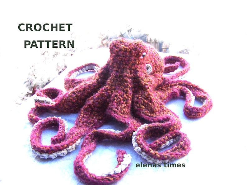 Crochet Pattern Realistic Octopus-Amigurumi Pattern Octopus-Stuffed Octopus and Crochet Stone-Amigurumi Octopus-Octopus Softie-Toy Octopus image 1