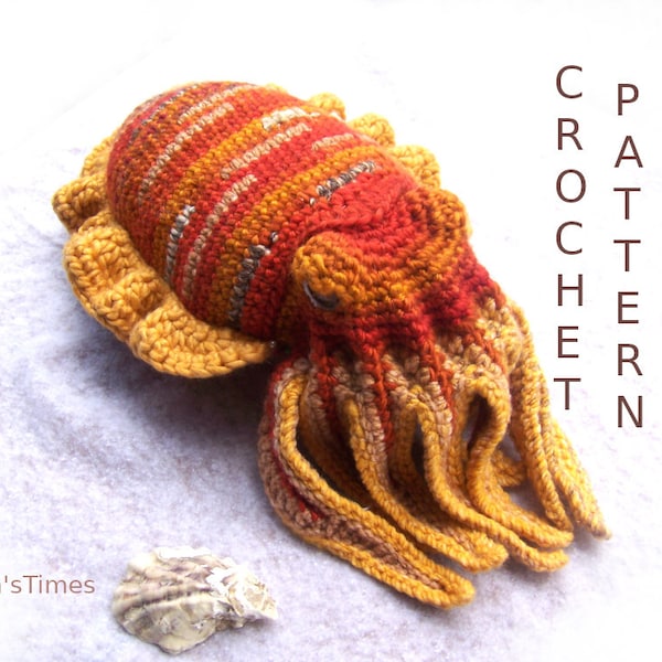 Crochet Pattern Realistic Cuttlefish-Amigurumi Cuttlefish-Stuffed Cuttlefish-Amigurumi Marine Animals-Plush Cuttlefish-Toy Cuttlefish