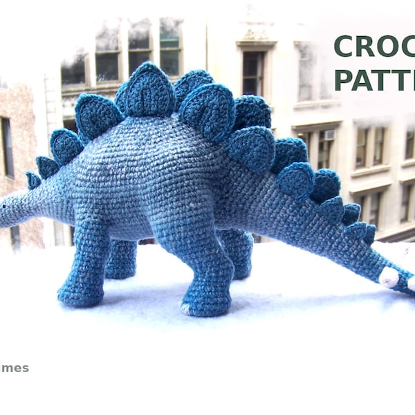 Realistic Stegosaurus Crochet Pattern-Minimal Sewing Dinosaur Crochet Pattern-Amigurumi Dinosaur-Amigurumi Stegosaurus-Stuffed Dinosaur