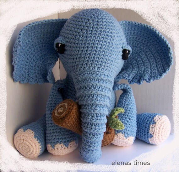 Crochet Pattern Baby Elephant With Tree Log Toy Etsy