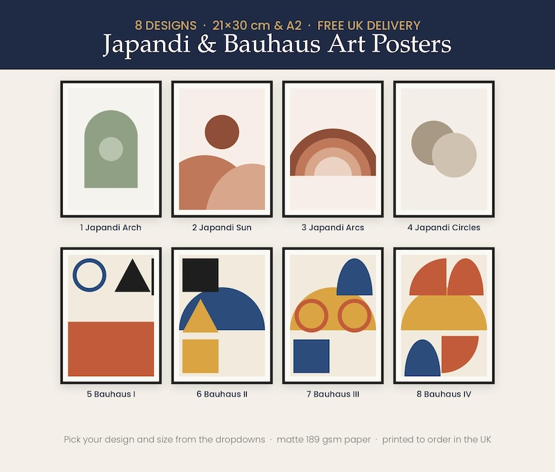 Japandi Bauhaus Abstract Art Poster | Neutral Boho Mid-century Decor ...